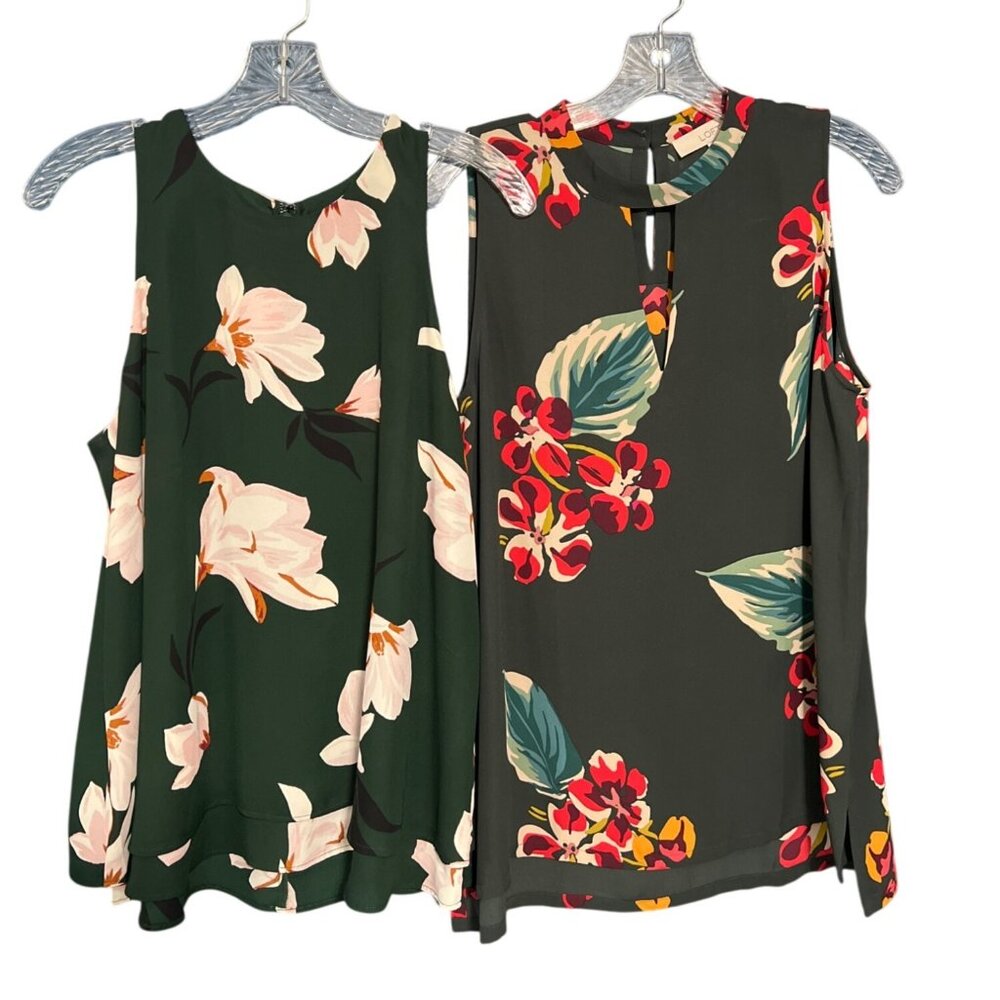 2 Piece Ann Taylor Factory & LOFT Sleeveless Floral Blouses Bundle